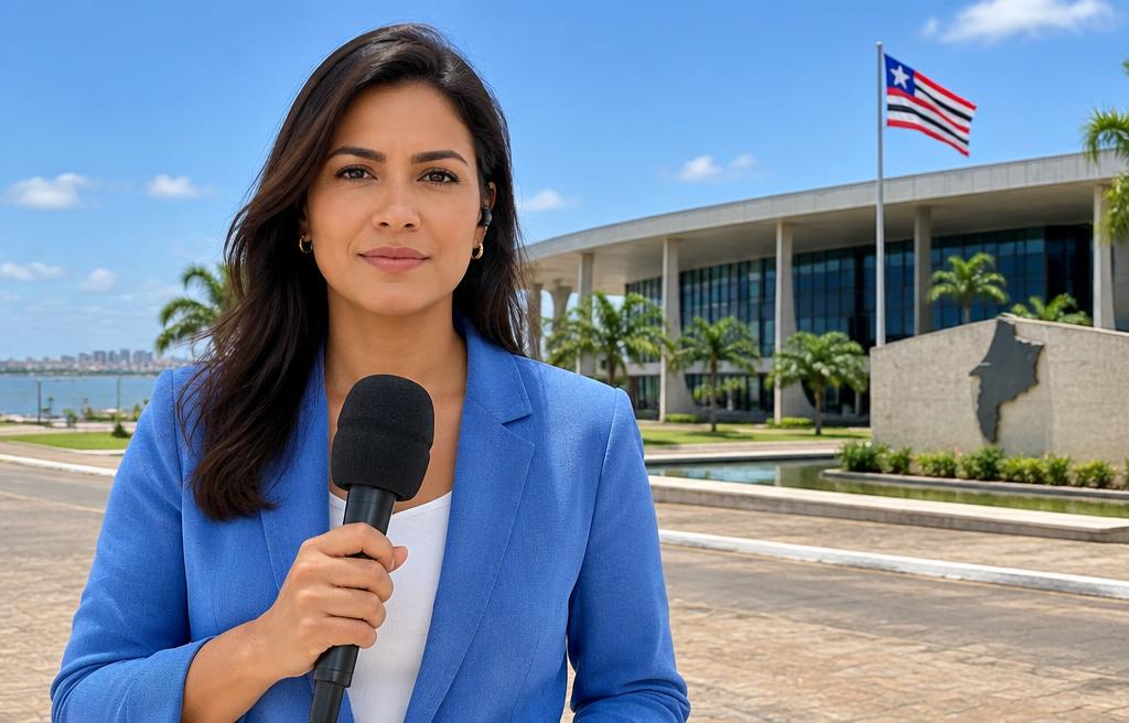 Repórter durante entrevista